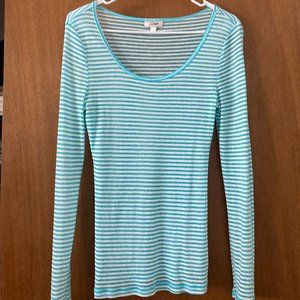 Gnome -teal blue striped top - size L